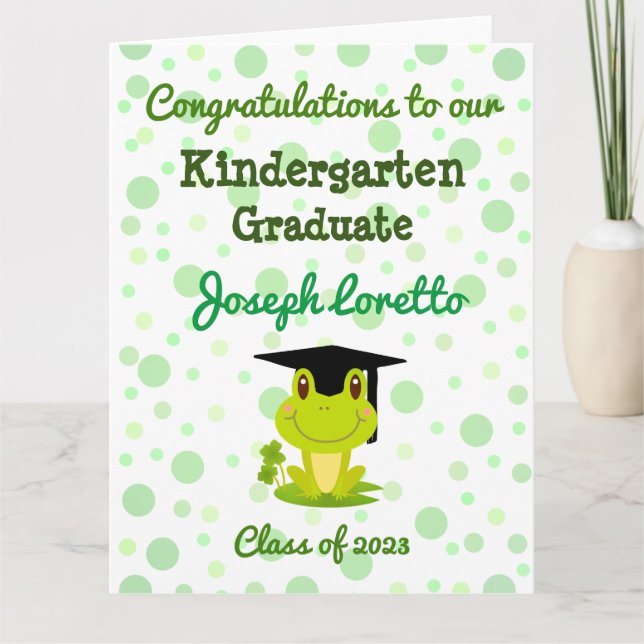 Kindergarten Abschluss Glückwunsch Froschkarte Karte (Vorderseite)