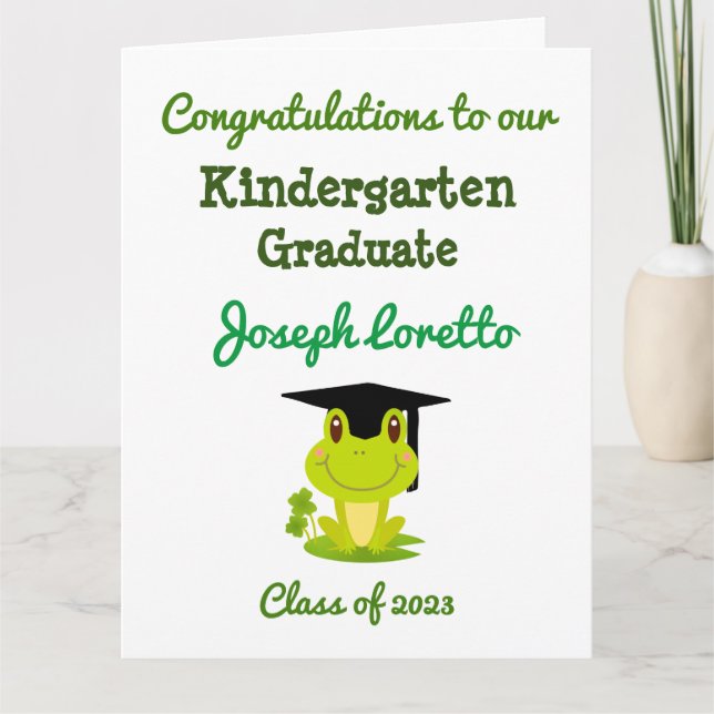 Kindergarten Abschluss Herzlichen Glückwunsch Frog Karte (Vorderseite)
