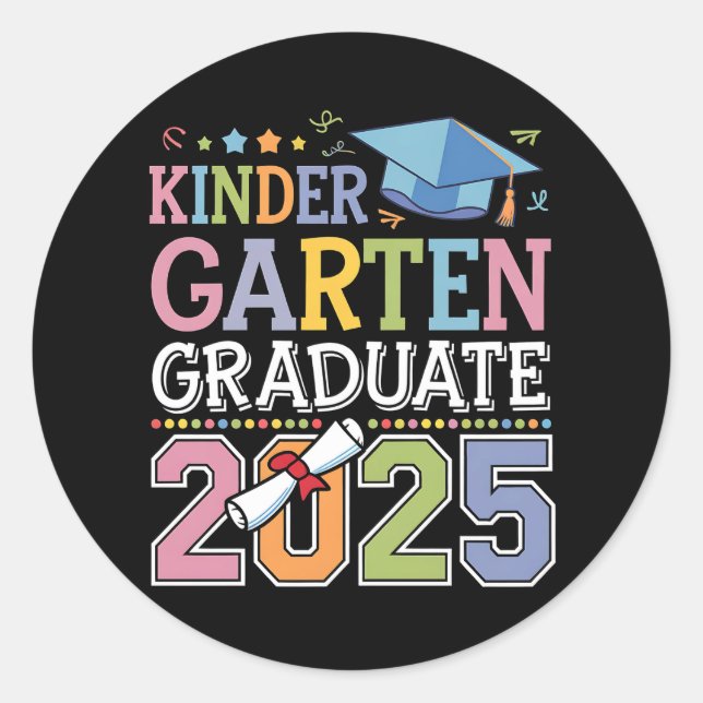Kindergarten-Abschluss-Schule 2025 Runder Aufkleber (Vorderseite)