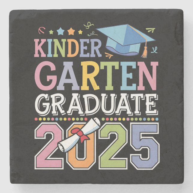 Kindergarten-Abschluss-Schule 2025 Steinuntersetzer (Vorderseite)