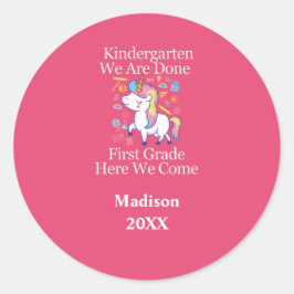 Kindergarten Abschluss zum Einhorn Runder Aufkleber