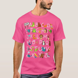 Kindergarten Alphabet Cute Animal ABCs AZ Learning T-Shirt