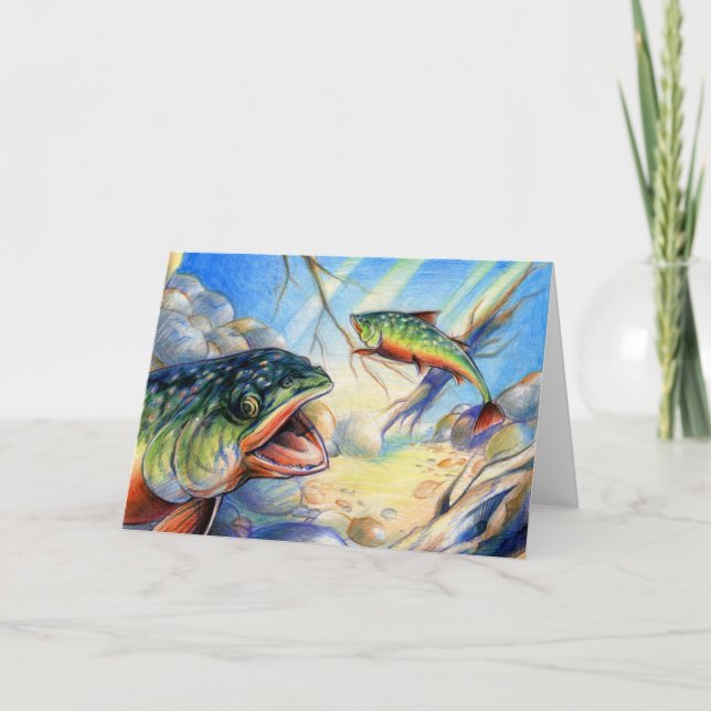 Kindergarten: Bachforelle Feiertagskarte (Vorderseite)