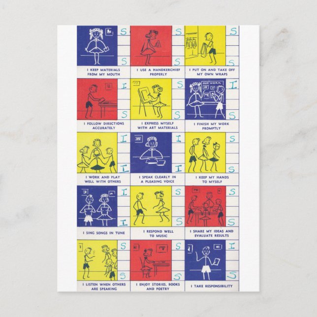 Kindergarten-Berichtskarte Postkarte (Vorderseite)