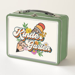 Kindergarten-Blume und Bleistift-Metalldose Metall Brotdose