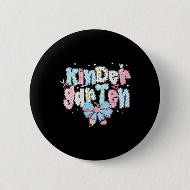Kindergarten-Bogen Bleistift kariert Lustig Zurück Button (Vorderseite)