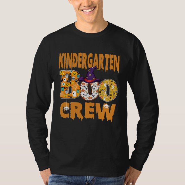 Kindergarten Boo Crew Teacher Halloween T-Shirt (Vorderseite)