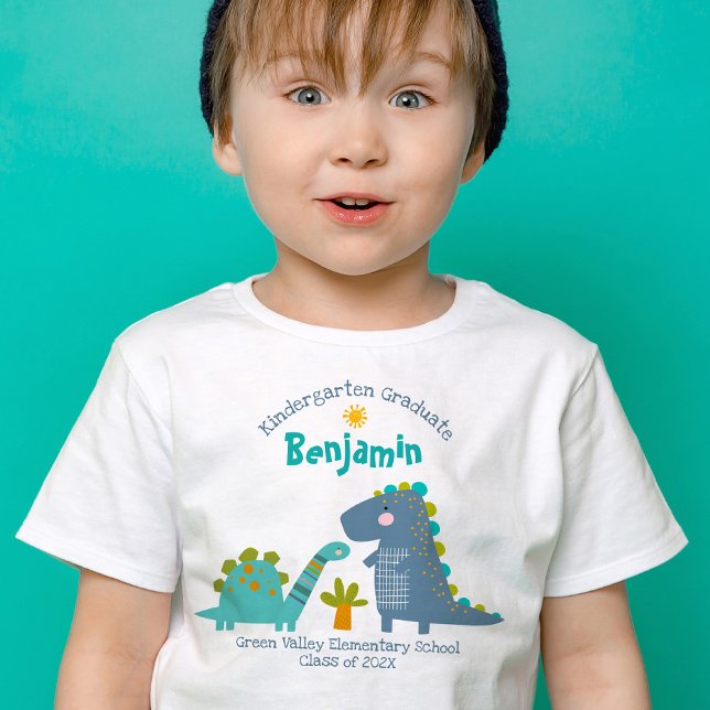 Kindergarten Boy Abschluss Dinosaur Individuelle N T-Shirt (Von Creator hochgeladen)