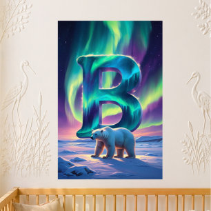 Kindergarten Buchstabe B Name Nordlichter Eisbär Poster