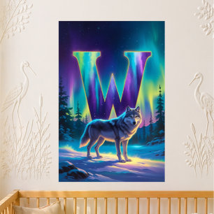 Kindergarten Buchstabe W Name Nordlichter Wolf Poster