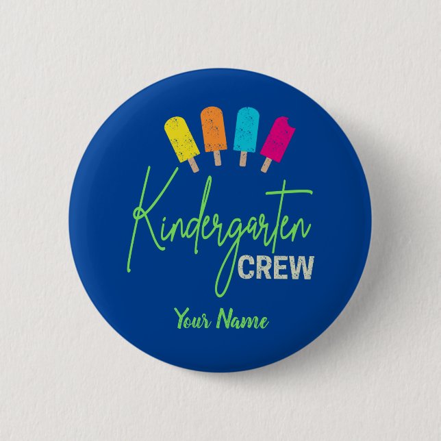 Kindergarten Crew für Kinderzimmer-Schule Kind Vin Button (Vorderseite)