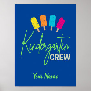 Kindergarten Crew für Kinderzimmer-Schule Kind Vin Poster