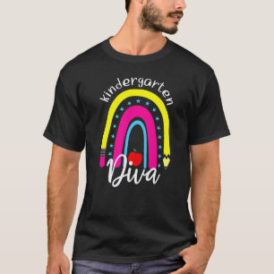 Kindergarten Diva Regenbogen Lehrer Schüler Zurück T-Shirt