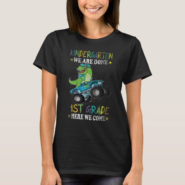 Kindergarten Done 1st Grade Here We Come Dinosaur  T-Shirt (Vorderseite)
