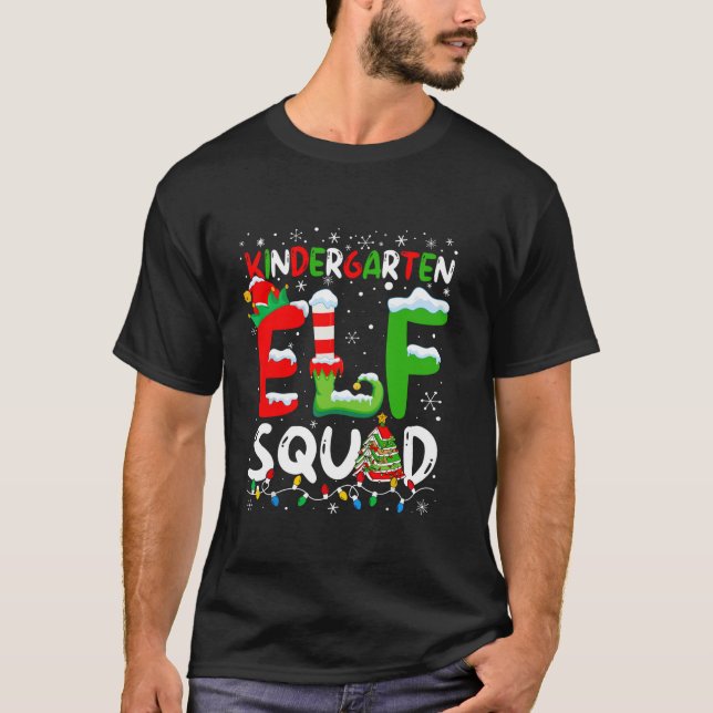 Kindergarten ELF Squad Funny Christmas ELF Student T-Shirt (Vorderseite)