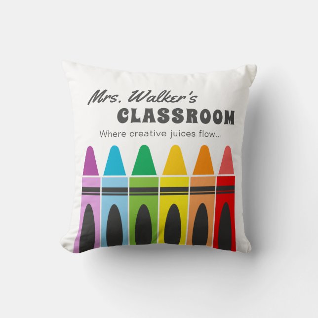 Kindergarten Farbenfrohe Crayons Sonderklasse Kissen (Vorderseite)
