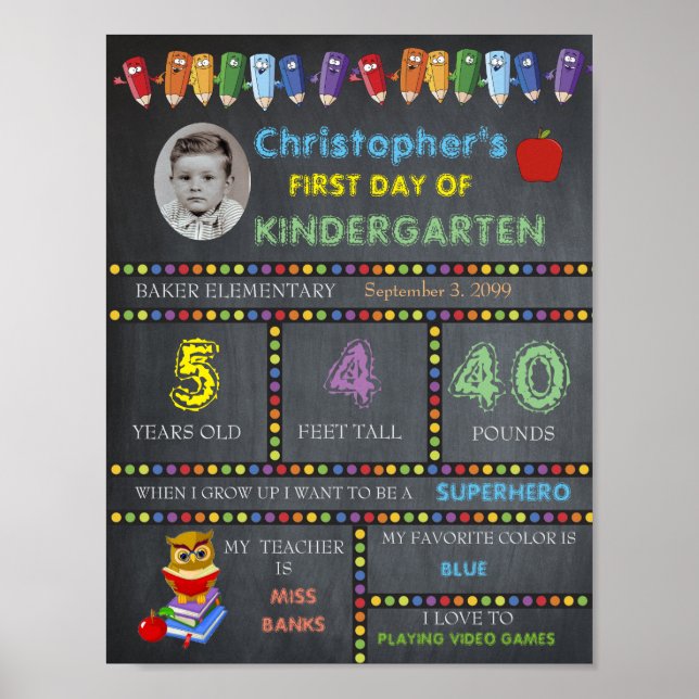 Kindergarten-FOTO, Chalkboard Poster (Vorne)