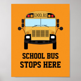 Kindergarten Gelbe Schulbushaltestelle hier Gewart Poster