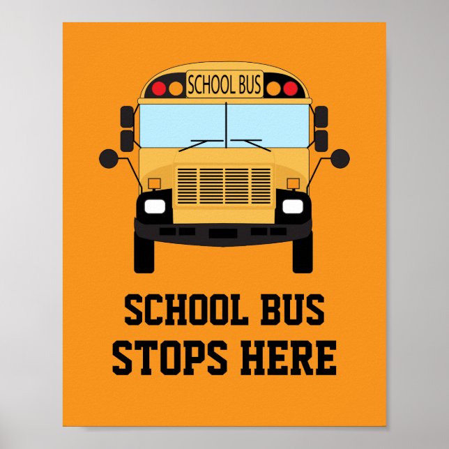 Kindergarten Gelbe Schulbushaltestelle hier Gewart Poster (Vorne)