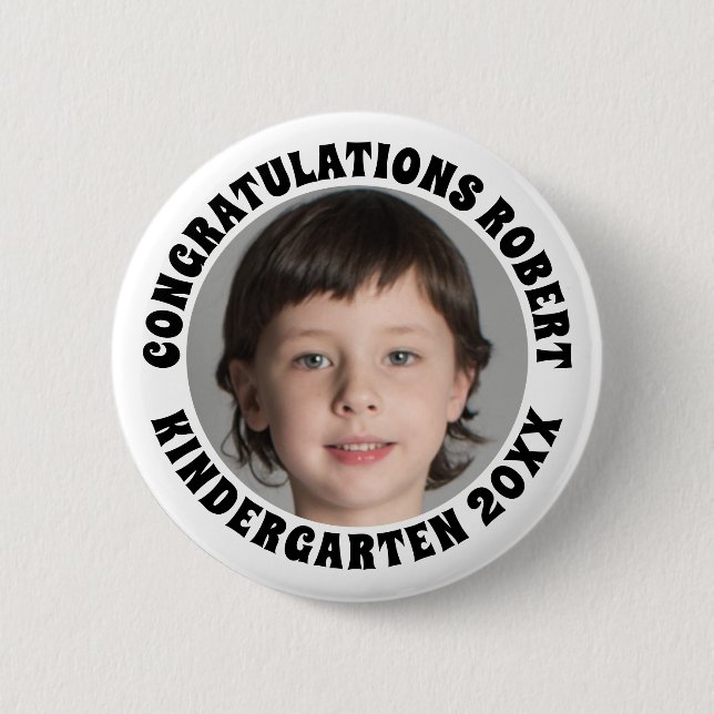 Kindergarten Graduate Gratulation Foto Button (Vorderseite)