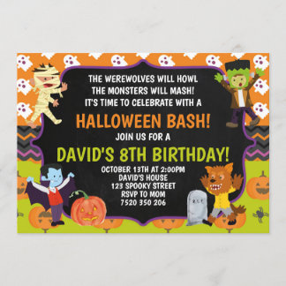 Kindergarten Halloween Party Spookes Kostüm Einladung