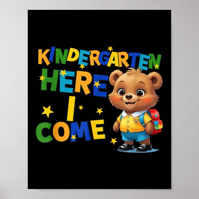 Kindergarten Here I Come, Back To School Baby Bear Poster (Vorne)