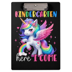 Kindergarten Hier Komm Ich Einhorn Zurück zur Schu Klemmbrett