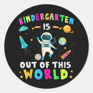Kindergarten ist aus dieser Welt zurück zur Schule Runder Aufkleber