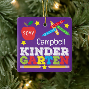 Kindergarten Keepake Blue Colorful Kinder Foto Keramikornament