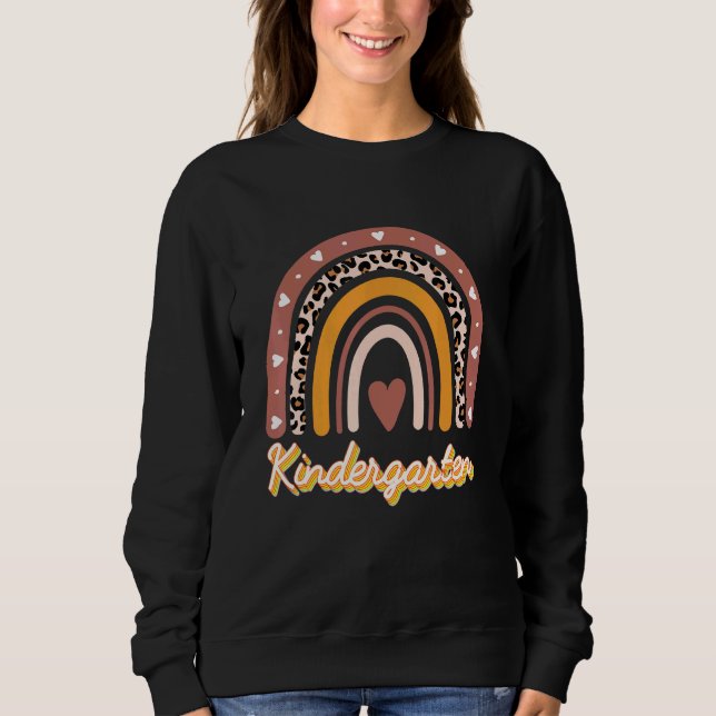 Kindergarten Lehrer Boho Rainbow Leopard Print He Sweatshirt (Vorderseite)