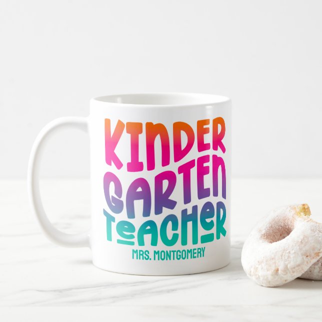 Kindergarten Lehrer Colorful Ombre Kaffeetasse (Mit Donut)