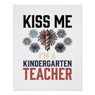 Kindergarten Lehrer Feuerwerk Vintage-Shirt-Design Poster