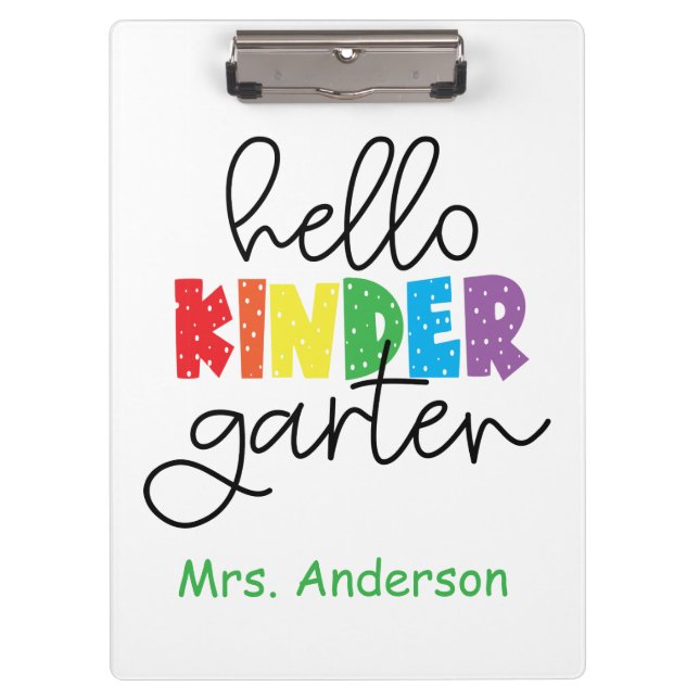 Kindergarten Lehrer Hallo Kindergarten Klemmbrett (Vorderseite)