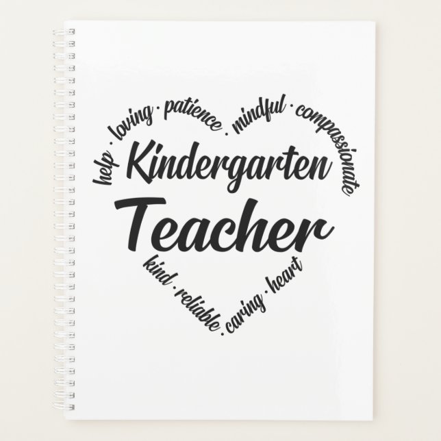 Kindergarten Lehrer Herz Word Cloud Planer (Vorderseite)
