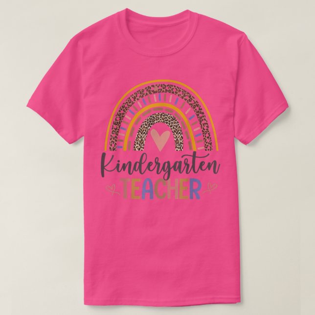 Kindergarten Lehrer Leopard Boho Rainbow Zurück  T-Shirt (Design vorne)