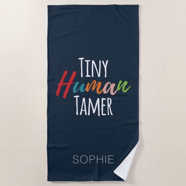 Kindergarten Lehrer Tiny Human Tamer Personalisier Strandtuch (Vorderseite)