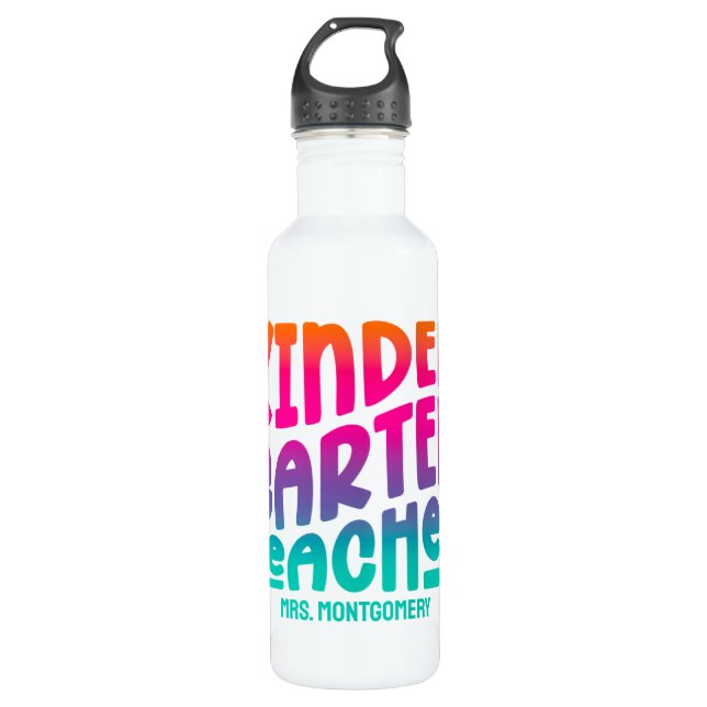 Kindergarten Lehrerin farbenfroh gradient Edelstahlflasche (Vorderseite)