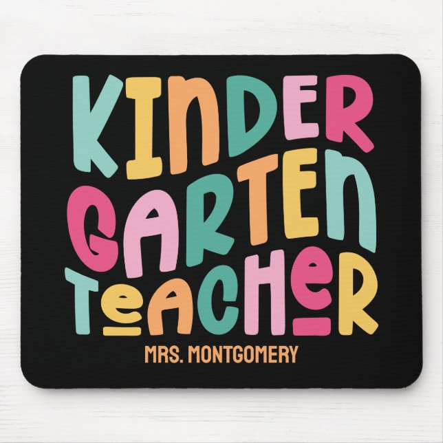 Kindergarten Lehrerin Farbiger Text Mousepad (Vorne)