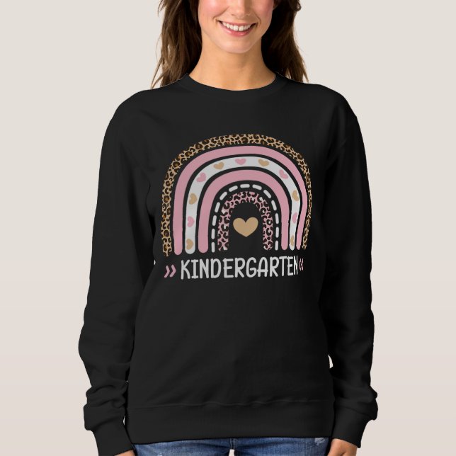 Kindergarten Leopard-Regenbogen Niedlich Sweatshirt (Vorderseite)
