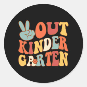 Kindergarten letzte Tage Schule Retro Groov Runder Aufkleber