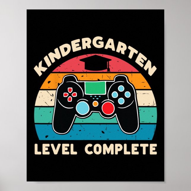 Kindergarten Level Complete Gamer Boy Kinder Gradu Poster (Vorne)