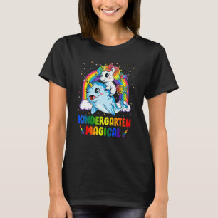 Kindergarten Magical Unicorn Reiten Narwhal Back T T-Shirt