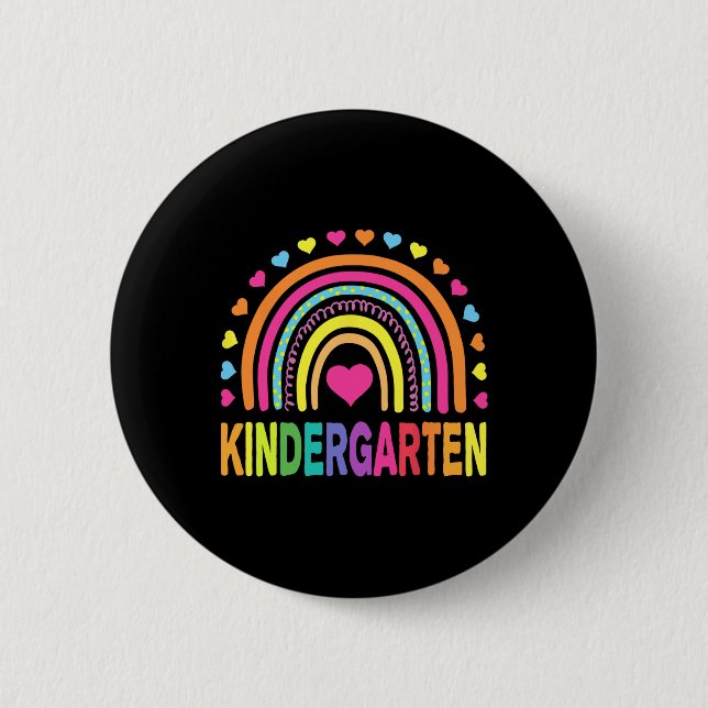 Kindergarten Rainbow Girls Boys Teacher Team Kinde Button (Vorderseite)