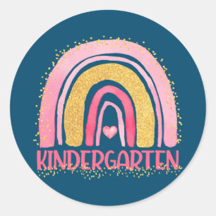 Kindergarten Regenbogen Wasserfarbe Lehrer Kinder Runder Aufkleber
