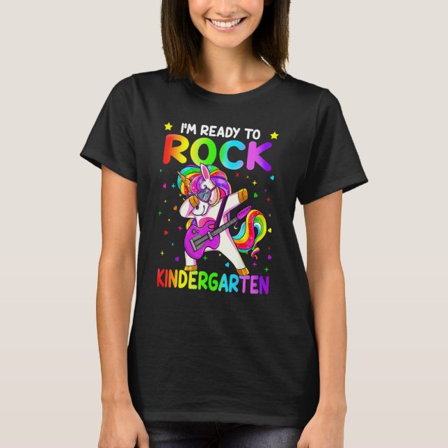 Kindergarten Rock Einhornmädchen zurück T-Shirt (Vorderseite)