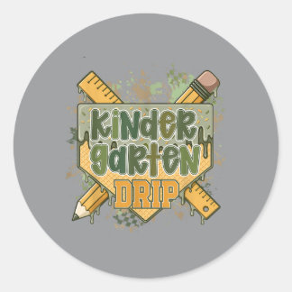 Kindergarten Rückkehr zur Schule Baseball Drip Eis Runder Aufkleber