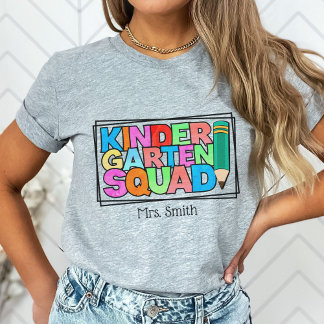 Kindergarten Squad Personalisiert Teacher T-Shirt