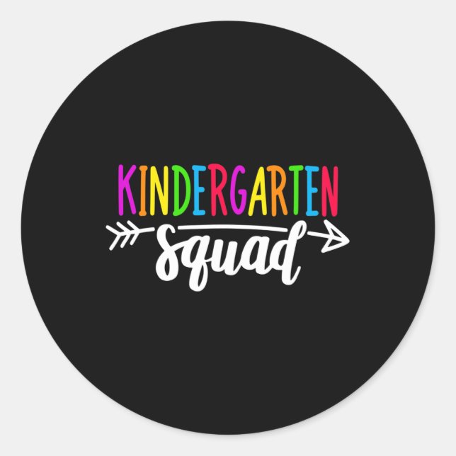 Kindergarten Squad T-Shirt Lehrer zurück zur Schul Runder Aufkleber (Vorderseite)