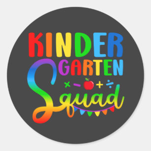 Kindergarten Squad Zurück zur Schule Runder Aufkleber