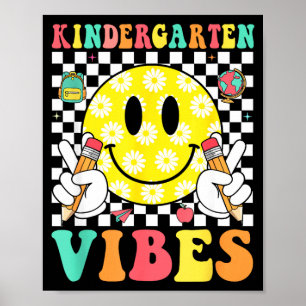 Kindergarten Stimmung Retro-Lächeln Lehrer Kinder Poster